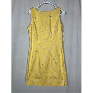 NWT Vintage 90s Amanda Smith Yellow Midi Dress w/ Embroidered Daisies Deadstock
